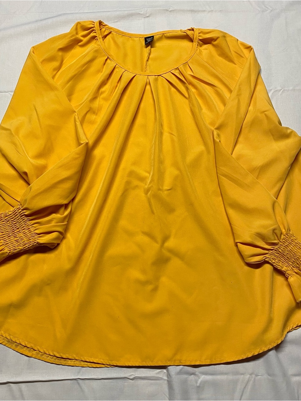 Women’s SHEIN Mustard Yellow Pleated Round-Neck Blouse